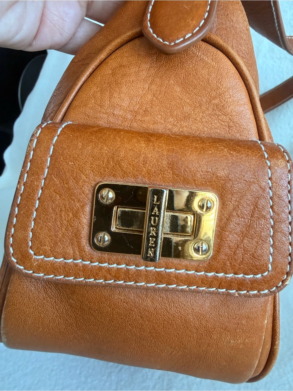 Ralph Lauren Warm Cognac Leather Shoulder Bag - Picture 5 of 6